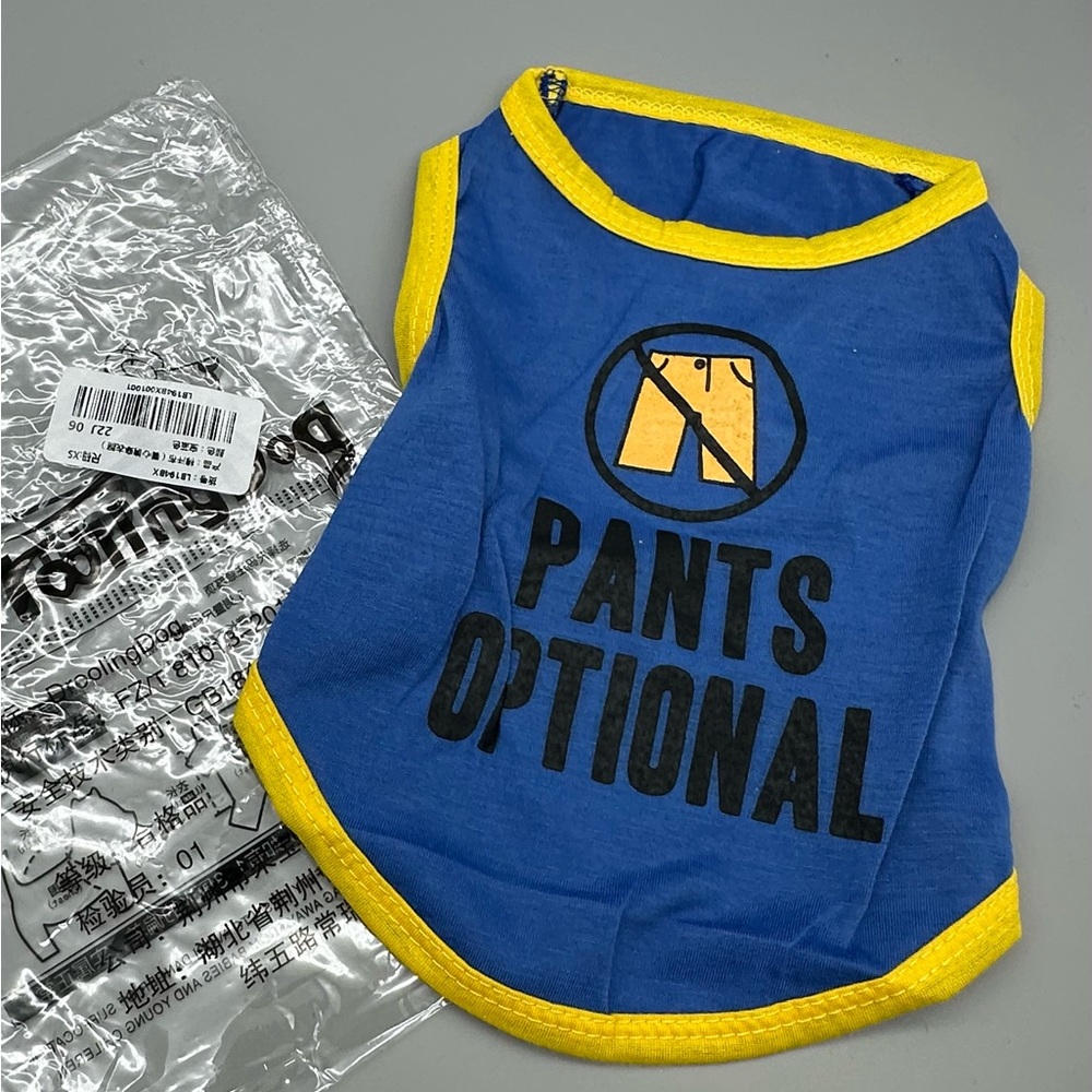 Funny Dog or Cat Shirt XS Clothes for Small Breeds Unisex “Pants Optional”